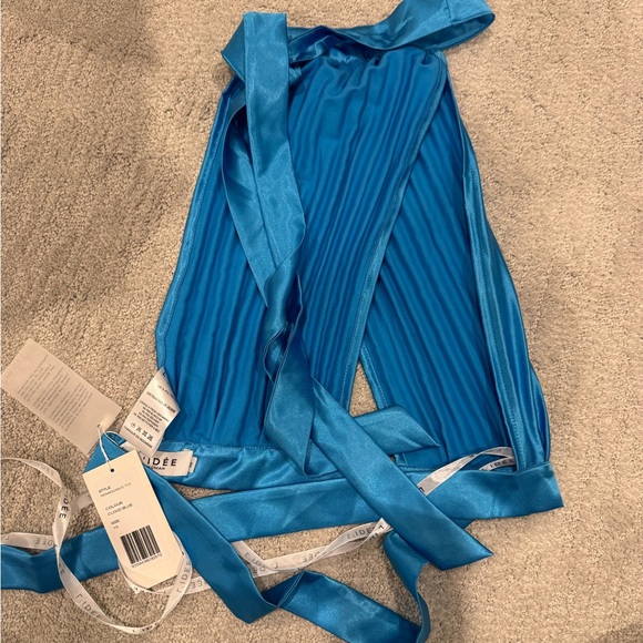 Blue Pleated Women's Top - Picture 4 of 4